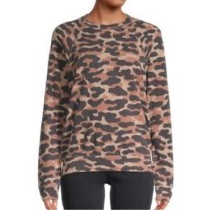 Monrow Camo Print Raglan Oversized Sweatshirt